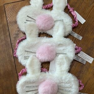 Claire’s Girls Fluffy Bunny Sleep Masks with Pink Accents New Set of 3